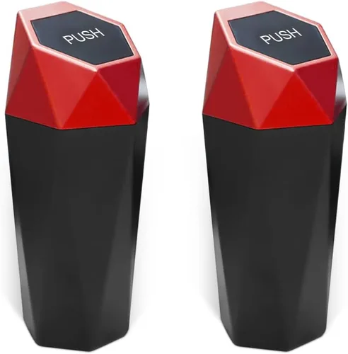 2 cubos de basura para automóvil con tapa, mini cubo de basura portátil para automóvil, pequeño diseño de diamante a prueba de fugas, contenedores