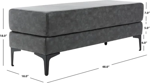 Miniatura 3 de Safavieh Home Elise - Banco rectangular de piel sintética gris y negro de 48 pulgadas