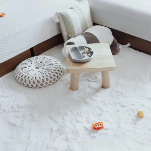 Miniatura 5 de Ghouse Alfombra ultrasuave de pelo sintético de conejo, alfombras lavables a máquina para dormitorio, alfombras esponjosas para sala de estar, Blanco