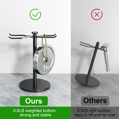 Miniatura 5 de pickpiff Soporte para Maquinilla de Afeitar de Seguridad con Portacepillos, Soporte de Afeitado de Metal Resistente Negro para Hombres, Aberturas