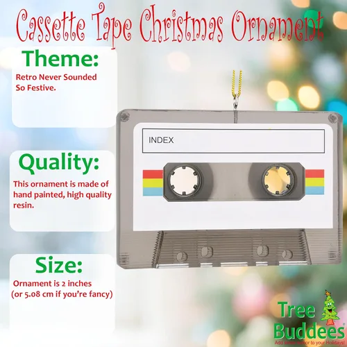 Miniatura 2 de Tree Buddees Cinta de casete retro adornos únicos de Navidad - Personalizable