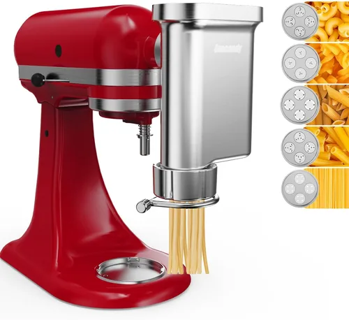 Miniatura 9 de Accesorio de metal para hacer pasta KitchenAid, accesorio de pasta 3 en 1 para batidora de pie, accesorio de rodillo de pasta ajustable de 8