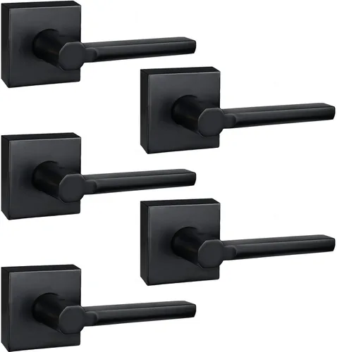 Miniatura 53 de Manija de Puerta de Paso (Sin Cerradura), Mango Cuadrado Interior de Servicio Pesado para Pasillo y Closet, Negro Mate, Reversible para Diestros