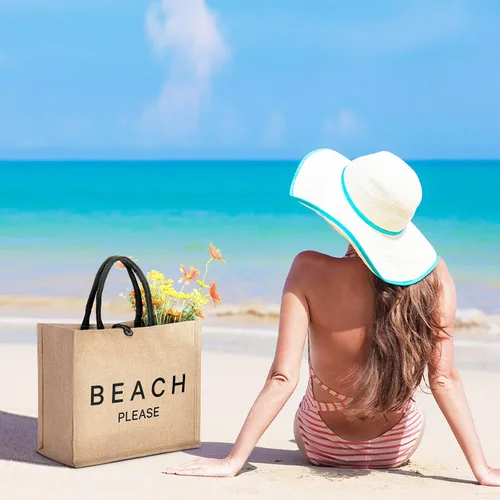 Miniatura 2 de Bolsa de playa grande para mujer, bolsa de playa tejida de paja impermeable, tejido de natación, gimnasio, compras, bolsa de viaje con botón