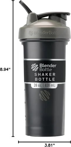 Miniatura 7 de BlenderBottle Classic V2 - Botella mezcladora perfecta para batidos de proteínas y preentrenamiento, 28 onzas, gris/negro, sombra negra
