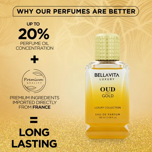 Miniatura 5 de OUD GOLD Eau De Parfum (3.38 fl oz), perfume árabe intenso para mujeres y hombres, notas: caramelo, orris, rosa, jazmín, familia: amaderado