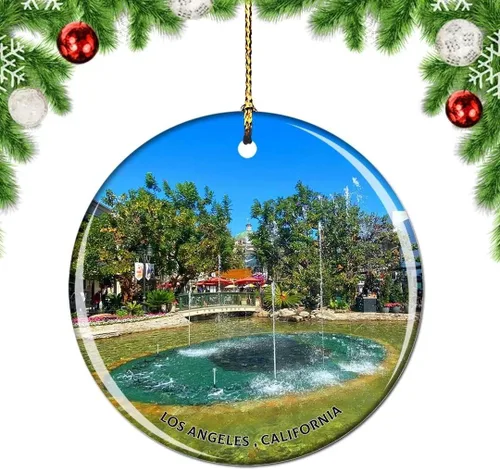Miniatura 19 de California Los Ángeles Battleship Museum USA Christmas Tree Adorno Decoración Colgante Colgante Decoración City Travel Souvenir Collection Porcelana