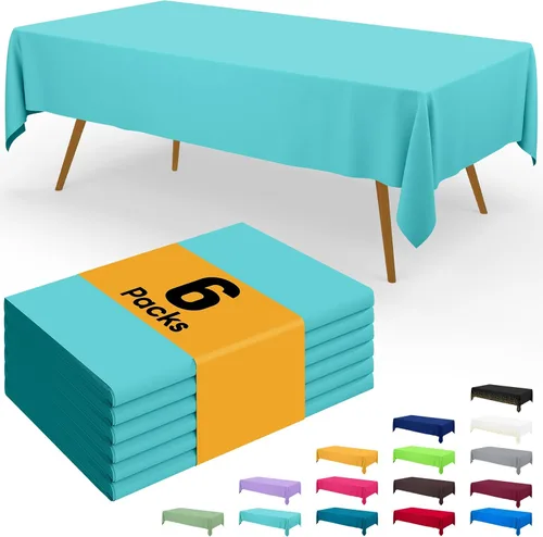 Miniatura 22 de Smiry - Juego de 6 manteles desechables, 54 x 78 pulgadas, manteles impermeables rectangulares para fiestas, cubierta de mesa de plástico