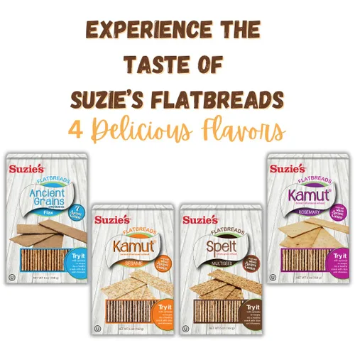 Miniatura 3 de Suzie's Spelt - Galletas de pan plano multisemilla Paquete de 12 Bajo en grasa y veganas, Kosher, grano de tren Opción de aperitivo saludable