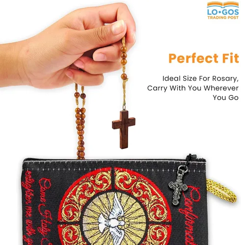 Miniatura 26 de Bolsa de rosario católico, estuche de rosario de bautismo para niños con números 6:24-26, versículo de la Biblia, 4 x 6 pulgadas, joyería y monedero