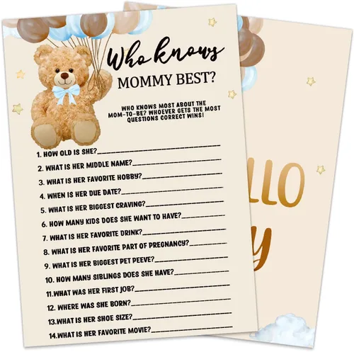 Miniatura 7 de Juegos de baby shower, búsqueda de palabras para bebés, doble cara, divertidas ideas y suministros para fiesta de bebé para niña o niño. Bonito
