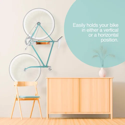 Miniatura 7 de WOKK Soporte de pared para bicicleta de madera, soporte de pared horizontal para bicicleta para el hogar o el garaje, soporte de pared