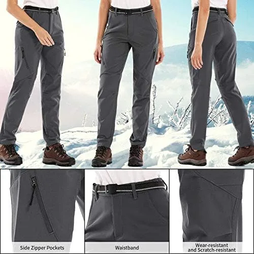 Miniatura 3 de Womens Snow Pants Winter Fleece Lined Waterproof Soft Shell Insulated Outdoor Camping Travel ski Pants