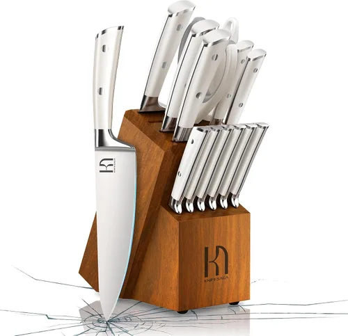 Miniatura 11 de KnifeSaga Juego de cuchillos de cocina de alta calidad, acero inoxidable japonés de alto carbono, 15 piezas, juego de bloques de cuchillos ultra