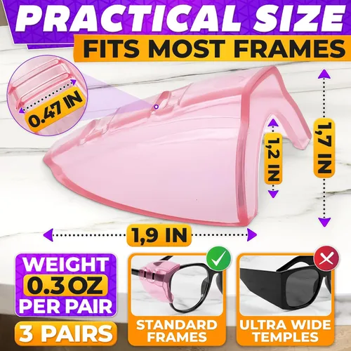 Miniatura 2 de BURIUS Protectores laterales de seguridad para lentes con clip – Se ajustan al 98% de las gafas Protecciones ligeras de laboratorio para 3