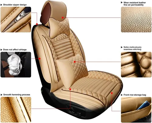 Miniatura 4 de Juego completo de fundas de asiento de automóvil compatibles con Suzuki Grand Vitara 2000-2013, piel sintética, respaldo alto, delantero y trasero