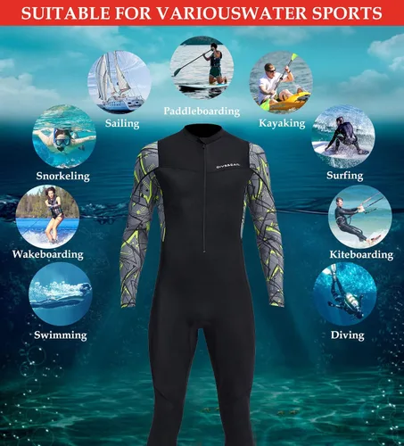 Miniatura 3 de Aivtalk Traje de buceo de cuerpo completo para hombre, manga larga, cremallera trasera, traje de neopreno con protección solar UV, refrescante, A