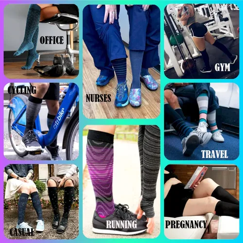 Miniatura 6 de Dr. Motion Calcetines de compresión para mujer, paquete de 3 unidades, gatos, puntos, perros