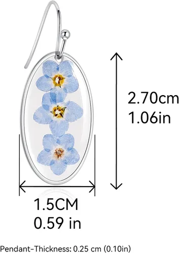 Miniatura 23 de Pressed Flower Earrings,Handmade Forget-Me-Not and Queen Anne's Lace Wildflower Earrings,Unique Resin Dried Flower,Perfect for Parties