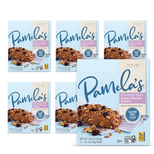 Miniatura 10 de Pamela's - Barras Whenever sin gluten, almendra de arándano, especias de nuez pasa, limón arándano y coco con chispas de chocolate, 7.05 onzas