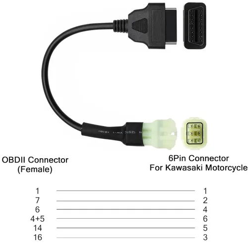 Miniatura 5 de Cable de motocicleta OBD para Kawasaki motocicleta 6pin 6 pin a 16pin OBD2 adaptador de diagnóstico CANBUS Cable apto para Kawasaki