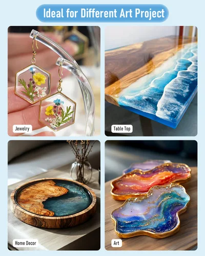 Miniatura 7 de Nicpro Kit de resina epoxi transparente de 1 galón/128 onzas, suministros de resina sin burbujas y alto brillo para revestimiento de arte