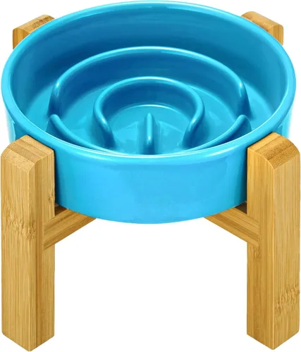 Miniatura 22 de Cuencos de cerámica para perros de alimentación lenta, 2.0 tazas de comedero lento para perros medianos y grandes, cuenco de laberinto de Blanco