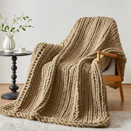 Miniatura 18 de Negwoo - Manta de punto grueso, de felpilla, para cama y sofá, manta de ganchillo hecha a mano, grande y gruesa, lavable a máquina, bonita y cómoda