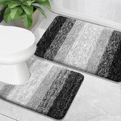 Miniatura 49 de OLANLY Juego de 2 alfombras de baño de microfibra suave y absorbente, antideslizantes, se pueden lavar y secar a máquina, alfombras de baño peludas