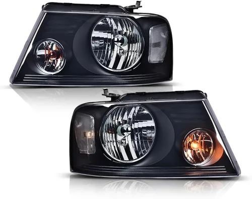 Miniatura 12 de G-PLUS Faros delanteros compatibles con Ford F150 2004-2008/Lincoln Mark LT 2006-2008, lente transparente, carcasa negra, reflector ámbar, faros