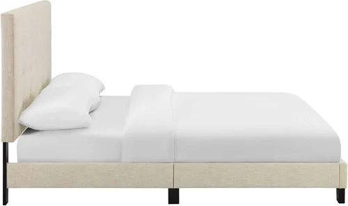 Miniatura 5 de Modway Melanie - Base de cama tapizada de tela capitoné, tamaño matrimonial, color beige