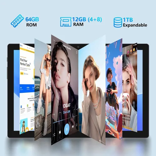 Miniatura 4 de Tableta, tableta Android con 12 GB de RAM 64 GB de ROM, tabletas con procesador Octa-Core con teclado, mouse, pantalla táctil de 10.1 pulgadas 1280