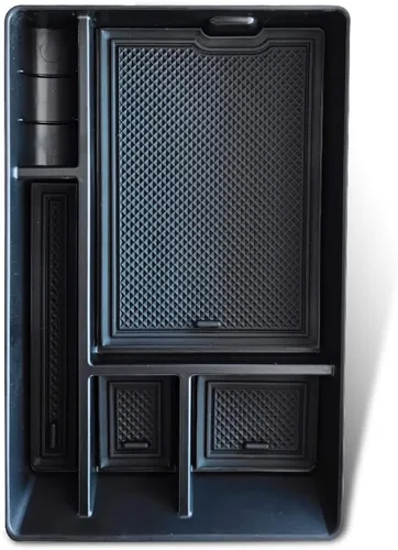 Miniatura 6 de BestEvMod Caja de almacenamiento para reposabrazos Ioniq5, bandeja organizadora de consola central, accesorios interiores con ribete negro de goma