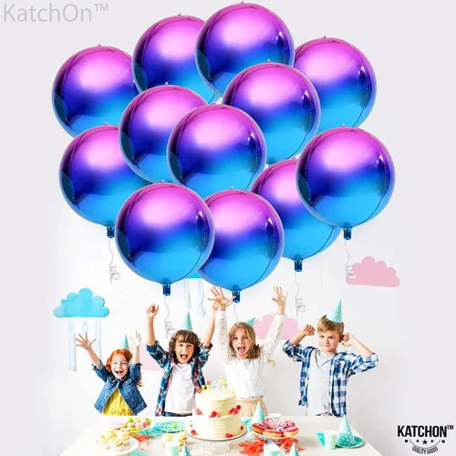 Miniatura 9 de KatchOn, Globos grandes de Mylar plateados, 22 pulgadas, paquete de 24 unidades, globos metálicos morados para fiesta de galaxia, globos esféricos