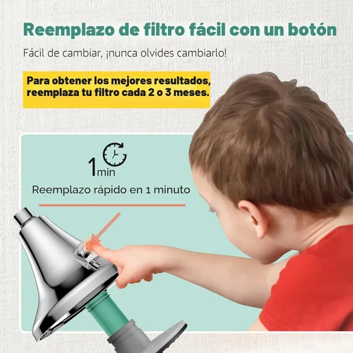 Miniatura 2 de Homlord Cabezal de ducha filtrado de alta presión, reemplazo de filtro de un botón, diseñado para agua dura, elimina el cloro y las impurezas, di
