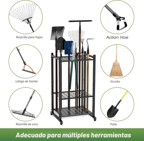Miniatura 6 de Organizador de herramientas de jardín, estante de torre de herramientas de patio para organización y almacenamiento de garaje, hasta 35 herramientas