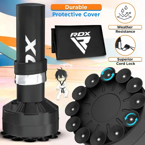 Miniatura 6 de RDX Saco de boxeo independiente para niños con guantes y funda, saco de boxeo junior de 4 pies con soporte para kickboxing, boxeo, artes marciales