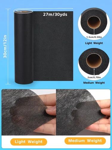 Miniatura 2 de Entretela Fusible Ligera Negra para Coser: 11.6" X 30yd Tela de Entretela para Coser, Entretela Termoadhesiva No Tejida de Un Solo Lado
