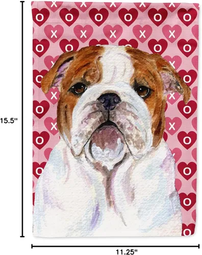 Miniatura 8 de Caroline's Treasures SS4484GF Bandera de jardín con diseño de bulldog inglés y corazones para el Día de San Valentín, bandera decorativa para patio