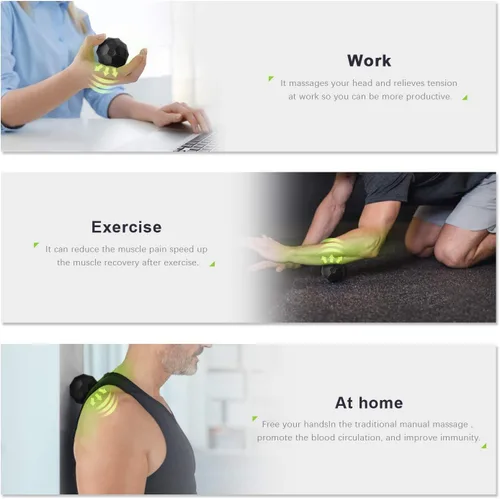 Miniatura 2 de Bola de Masaje Vibradora Eléctrica, Rodillo de Masaje de 2 Velocidades para Fitness, Yoga, Pilates y Terapia Física para Combatir los Músculos