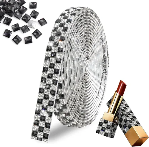 Miniatura 14 de FULZTEY Rollo de cinta de diamantes de imitación de 3 yardas, tira de diamantes de imitación de vidrio blanco para manualidades, cinta de cristal