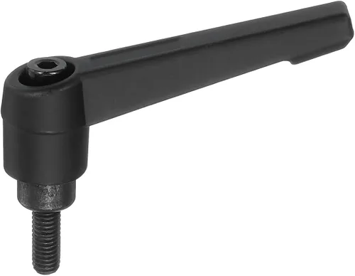 Miniatura 3 de uxcell Perillas ajustables M5 x 0.472 in, mango de rosca macho, botón de trinquete de liberación rápida, perno giratorio para maquinaria de torno