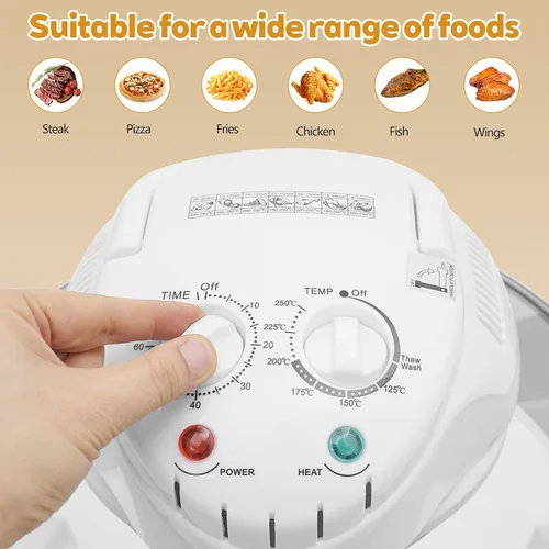 Miniatura 7 de Freidora de aire de vidrio no tóxica 18QT multifunción grande con olla de vidrio visible 360° antideslizante temporizador de 60 minutos para uso