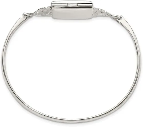 Miniatura 2 de QB1211 - Brazalete rectangular pulido de plata de ley de 0.787in, estilo medallón de 0.140in, Metal, no conocido