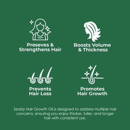Miniatura 3 de Seddy Aceite para el crecimiento del cabello con biotina, cafeína, palma enana americana, romero, ricino y jojoba - Tratamiento del cuero cabelludo
