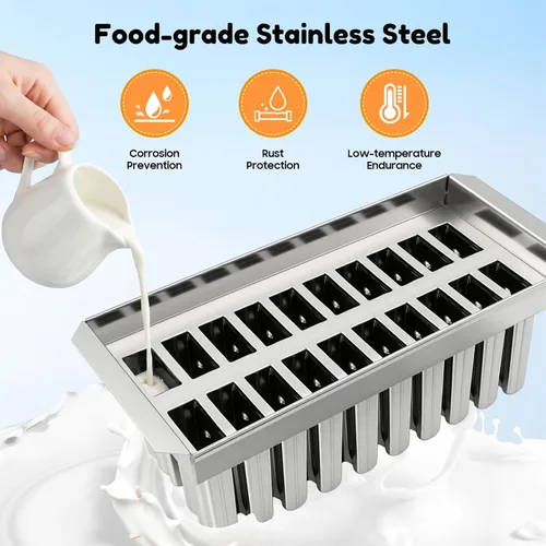 Miniatura 3 de Juego de moldes para hacer paletas, 20/30 piezas, kit de moldes de paletas de hielo de acero inoxidable, soporte para palitos de helado de paletas