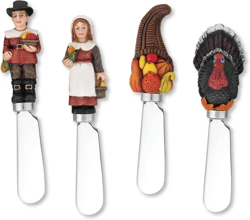 Miniatura 14 de Supreme Housewares Fall Leaves - Esparcidores de queso, asas de resina pintadas a mano con cuchillas de acero inoxidable para untar queso crema