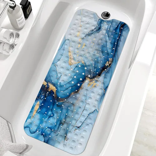 Miniatura 12 de Blcak - Tapete antideslizante para bañera de mármol dorado y blanco, tapete de baño antideslizante para ducha, tapete de ducha grande lavable