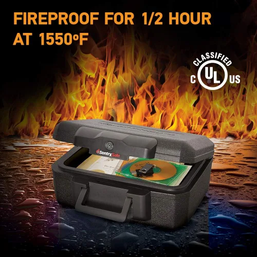 Miniatura 3 de SentrySafe Caja ignífuga 1200 con cerradura de llave, 0.18 pies cúbicos, color negro y caja ignífuga 1170 con cerradura de llave de 0.61 pies