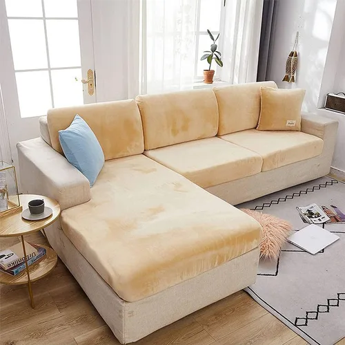 Miniatura 2 de Funda de cojín de terciopelo para sofá en forma de L, funda elástica para cojines de asiento, protector de muebles suave y antideslizante para silla